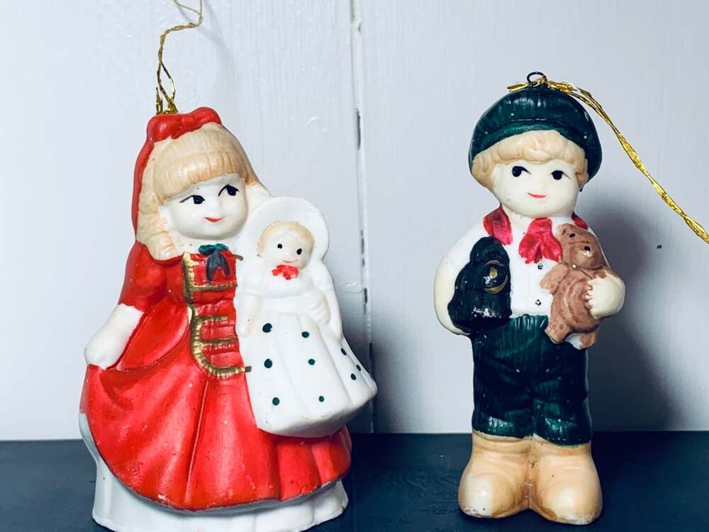 Christmas Kids Ornaments vintage porcelain